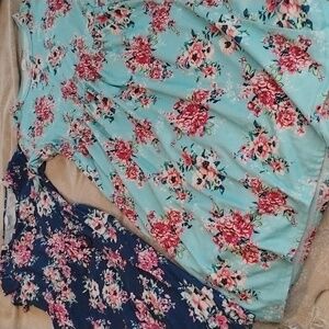 Floral Kids Dresses - Blue and Light Blue